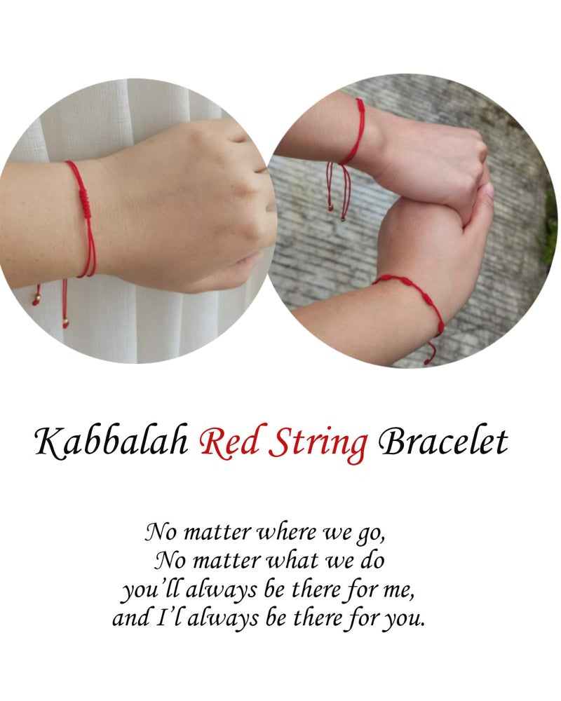 Shonyin Valentines Day Gifts for Her Him Red String Good Luck Bracelet Women 7 knots Kabbalah Protection Thread Handmade String Bracelets for Women Men Family Friends 2 PCS - Image 2